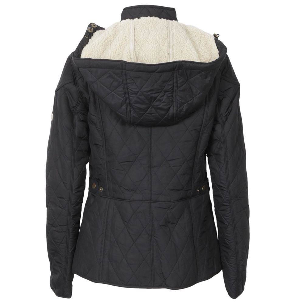 Barbour Dark Quilted Utility Jacket with Gold Accents - Picture 2 of 7
